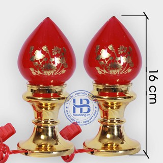 Hỏa tốc - Đèn thờ trái đào 16cm bóng nhót hàng đẹp giá rẻ