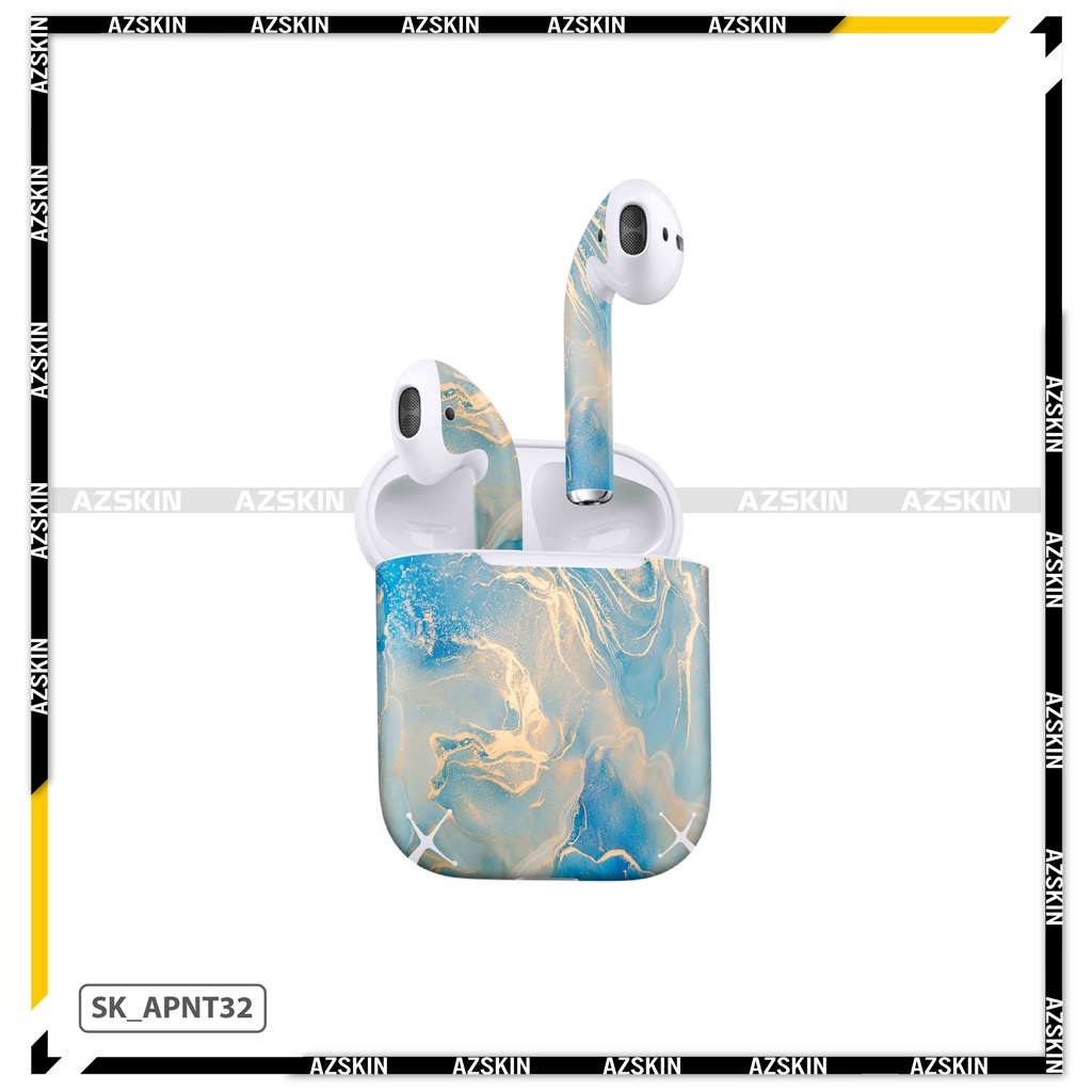 Miếng Dán Skin Airpods 1/2/3/Pro 2 Hình Vân Đá Xanh |SK_APNT32| Chất Liệu Nhập Khẩu, Chống Nước, Bền Màu, Khuôn Cắt Sẵn