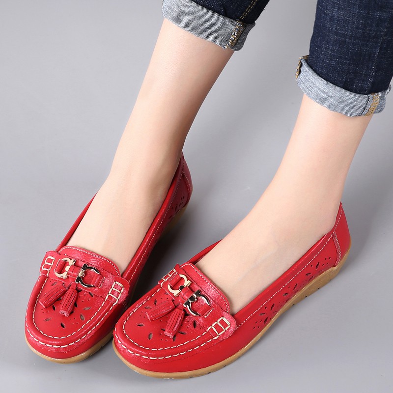 【bán như tôm tươi】Giày búp bê da bò thời trang dành cho nữ Giày lười giày đi dạo Có sẵn trong nhiều màu sắc Linh hoạt và nhẹ Giày lỗ Giày phẳng