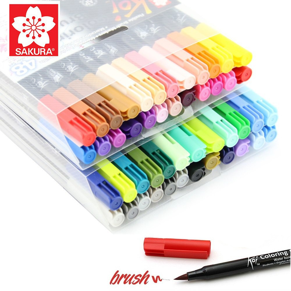 BÚT CỌ MÀU NƯỚC SAKURA KOI COLOURING BRUSH PEN (lẻ) - Bảng mầu A [SALE SẬP SÀN]