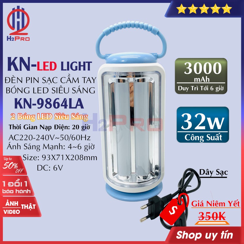 Đèn Pin Sạc Cầm Tay KN-9864LA H2Pro LED 32W-2 Bóng Led Siêu Sáng-Pin Trâu 3000Mah , Đèn bàn cao cấp siêu sáng p