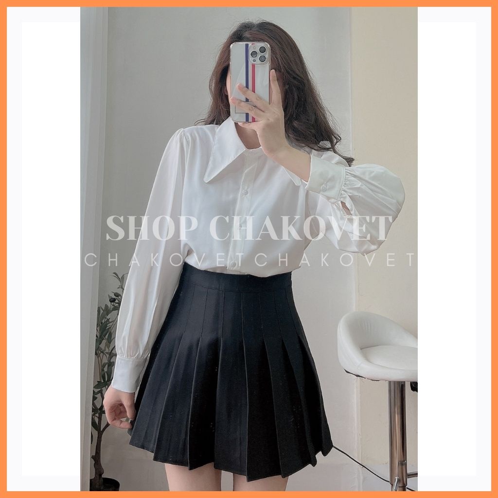 Áo sơ mi trắng nữ tay dài A8147, kiểu áo nữ thời trang hàn quốc mặc đẹp cá tính tôn dáng mặc đi làm đi học freesize&lt;55kg