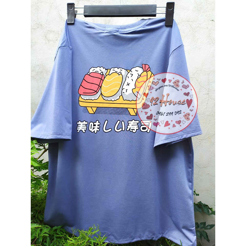 Áo thun / Áo phông unisex tay lỡ nam nữ món ăn sushi
