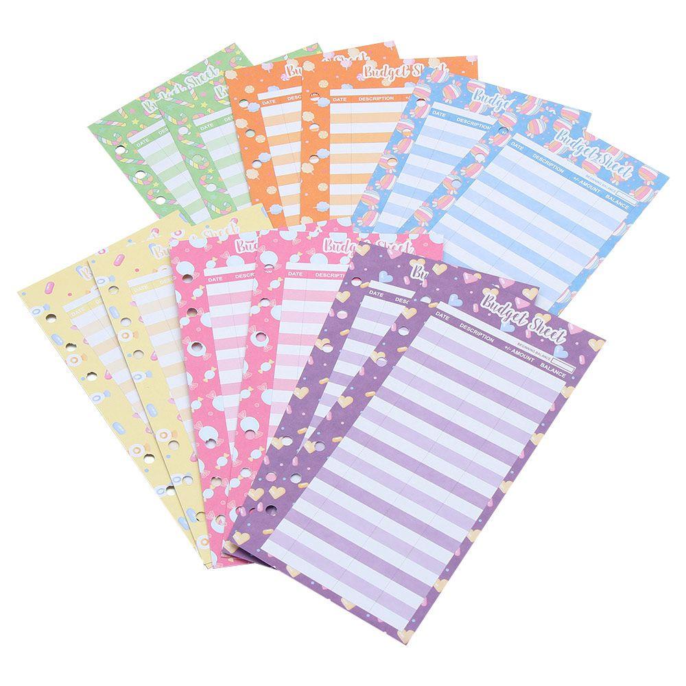 Set 12 Tấm Bìa Đựng Tài Liệu Ngân Hàng / Tiền Mặt 12 Ngăn In Họa Tiết Kẹo Ngọt Ngào