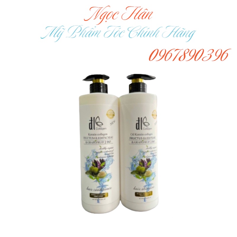 Cặp Dầu Gội Xả DL KERATIN COLLAGEN - Dầu Gội Bồ Kết Hoa Bưởi Phục Hồi Tóc Hư Tổn