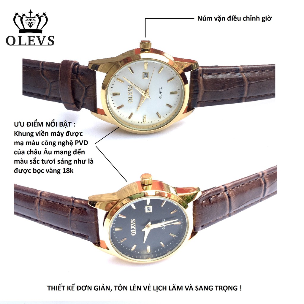 ( Mã FSS08MAY3 giảm 15% đơn hàng từ 50k ) đồng hồ cặp OLEVS nam nữ - OLV02, thiết kế hiện đại, trẻ trung | BigBuy360 - bigbuy360.vn