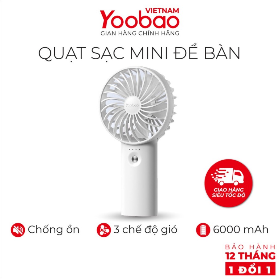 Quạt Cầm Tay Mini Chính Hãng Yoobao F3 - Dung Lượng Pin Khủng 3000mah , Hoạt Động Liên Tục 32h