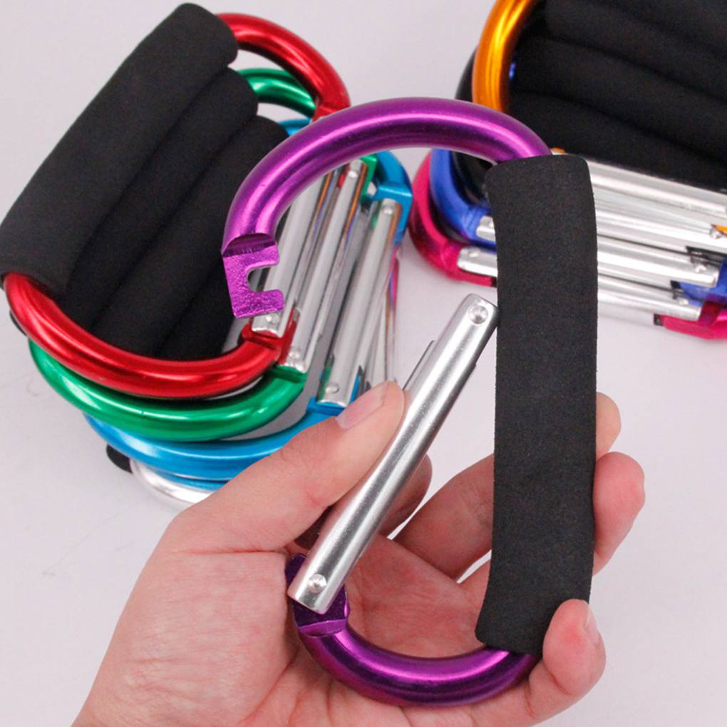 Ultra Big Size Carabiner Large D Button Sponge Handle Buckle D-Ring Shape Aluminum Alloy Sponge Shopping Hook Random
