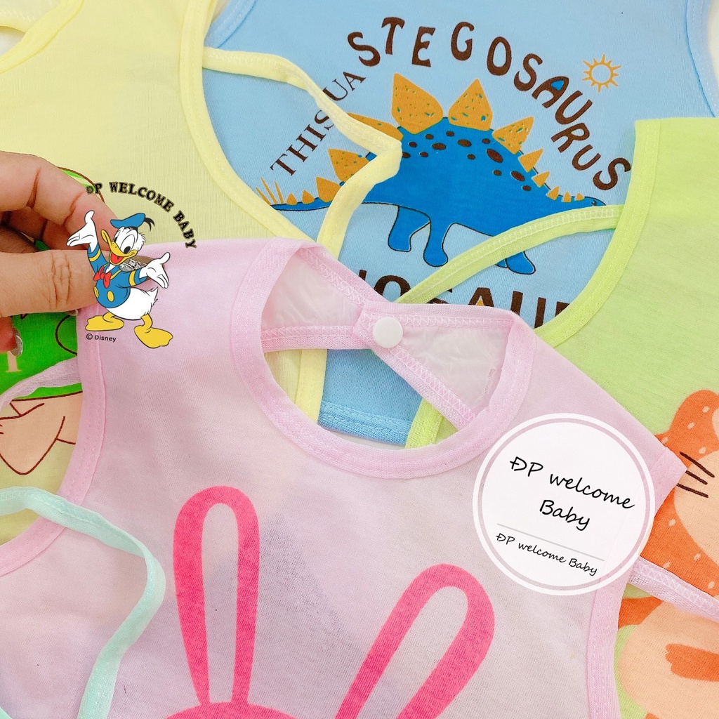 Set 2 Yếm ăn dặm có chống thấm bấm cúc sau cho bé dưới 12kg