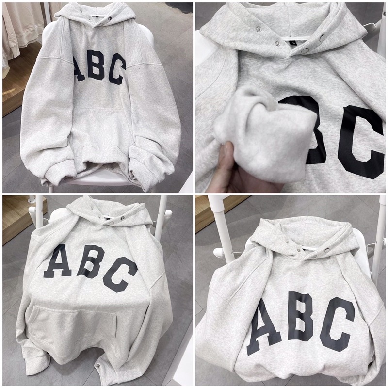 Áo nỉ hoodie ABC , Áo nỉ hoodie unisex nam nữ một màu form rộng