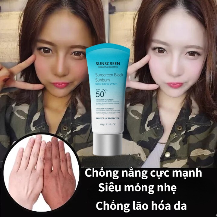 Kem chống nắng trắng da Chống nắng mạnh Chống nắng siêu mỏng nhẹ và chống lão hóa Phù hợp với mọi loại da 60g