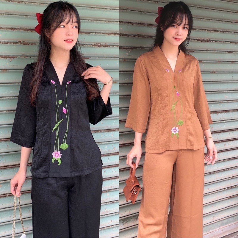ĐỒ LAM ĐI CHÙA #Mã Freeship Xtra RP028# Mẫu Sen Lụa Pháp Cao Cấp S3