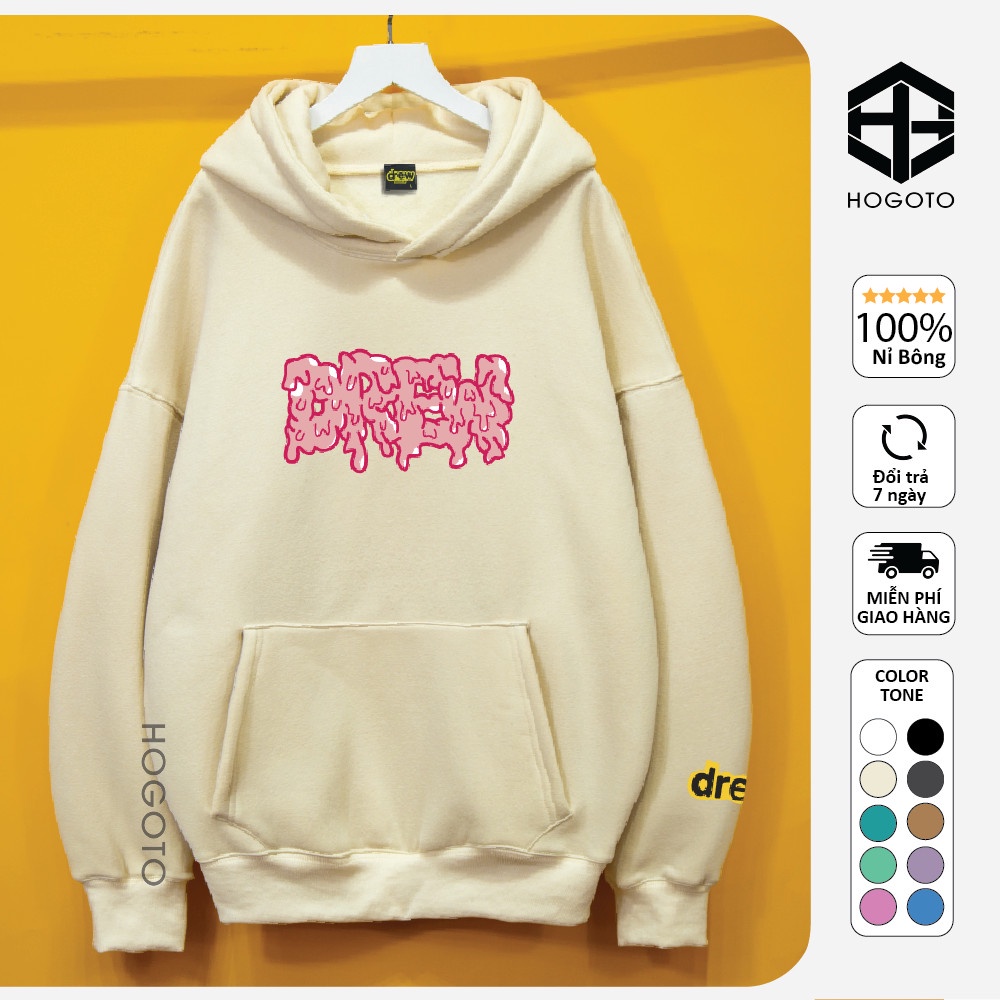 Áo nỉ Hoodie Drew tan chảy Hogoto shop , Áo hoodie nam nữ nỉ bông cotton