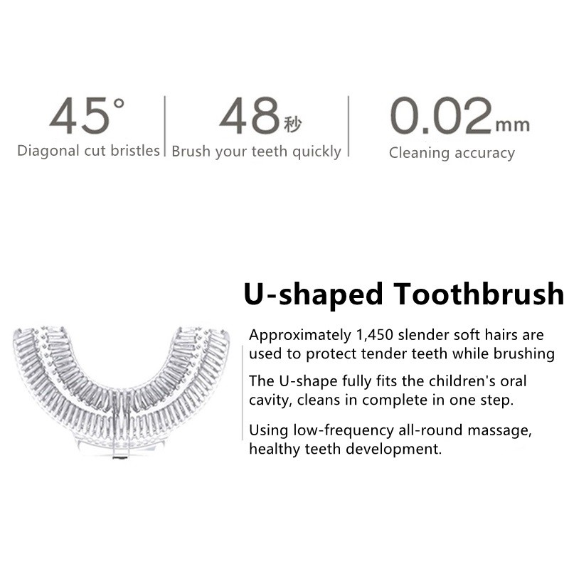 Bàn Chải Đánh Răng Điện Tử Tự Động Hình Chữ U 360 Độ Họa Tiết Hoạt Hình Độc Đáo Cho Bé