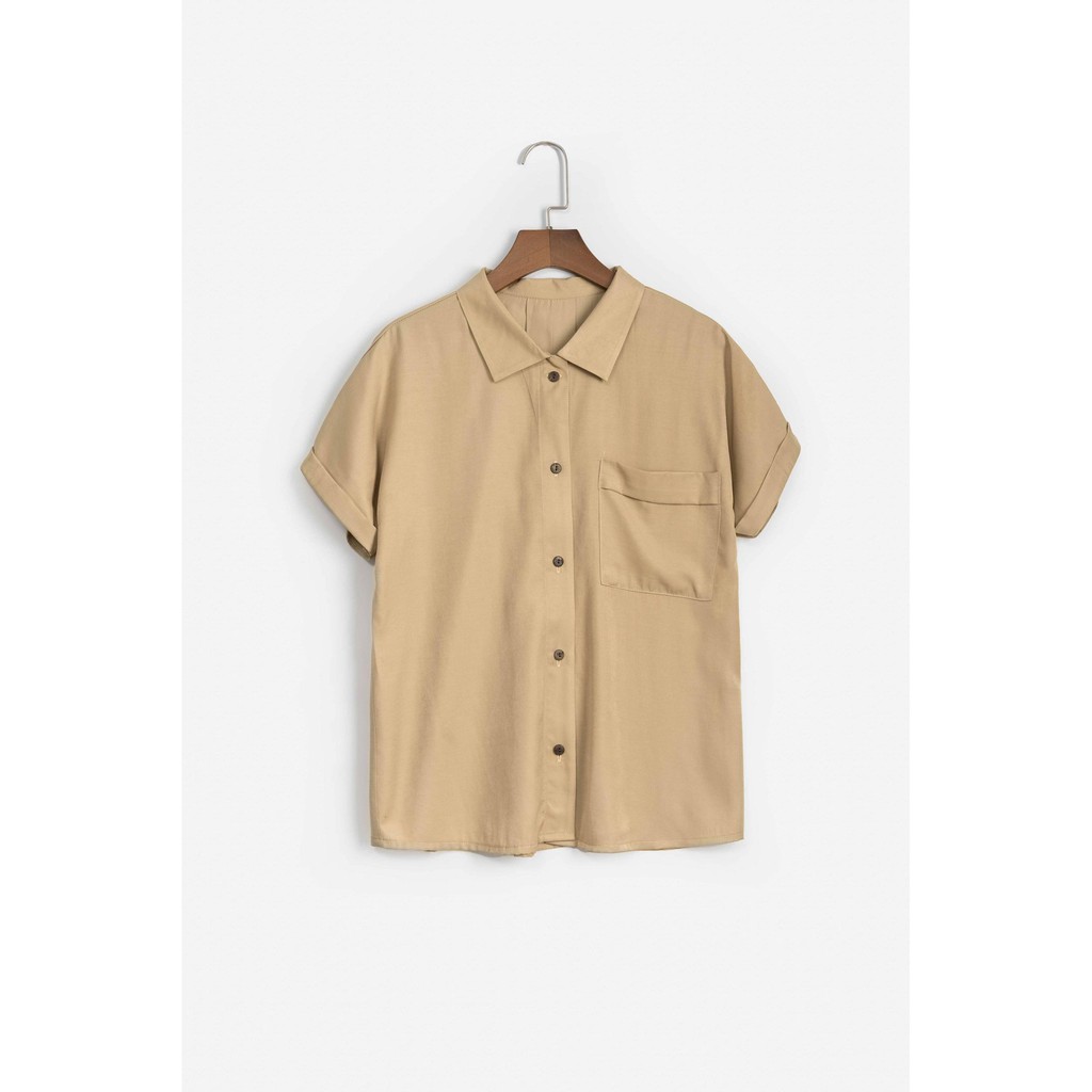 Áo sơ mi basic tay ngắn nữ MADELEN cánh dơi nhiều màu vải tơ lụa phong cách công sở | BigBuy360 - bigbuy360.vn