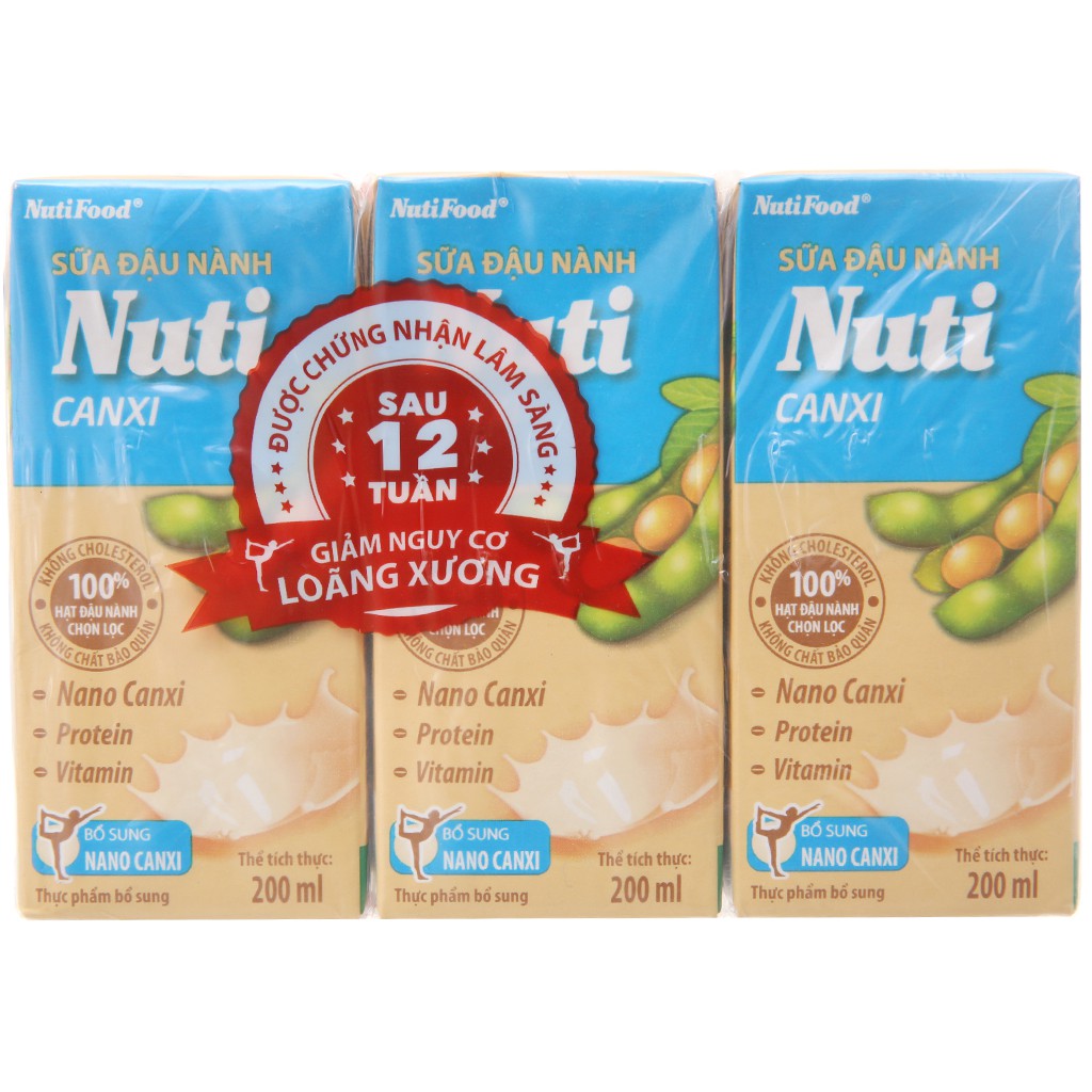 Lốc 6 hộp sữa đậu nành Nuti Canxi 200ml