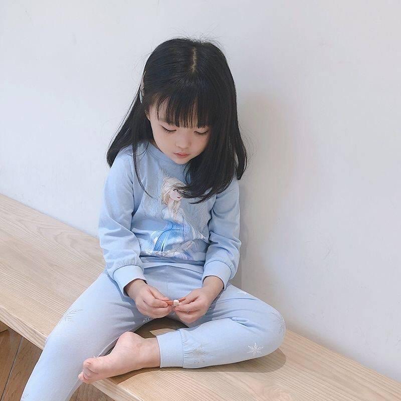 Bộ quần áo dài tay ELSA cho bé gái - Màu Xanh chất cotton