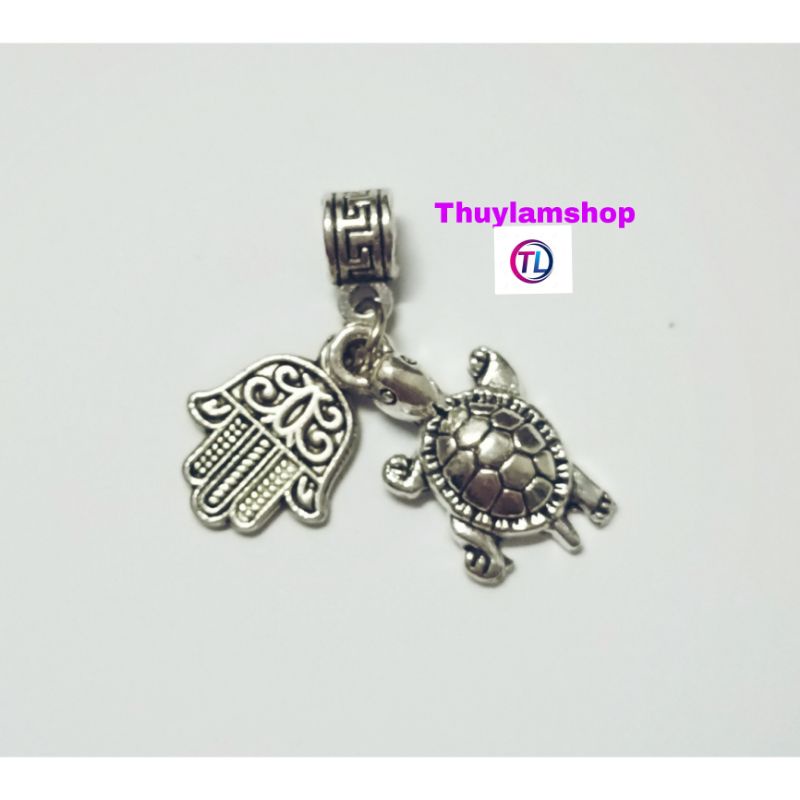 Charm ống lùa bạc thái làm chặn vòng