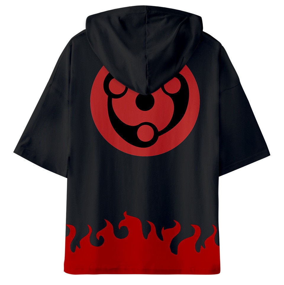 (Kid Size 100cm-160cm) Áo Hoodie Ngắn Tay In Họa Tiết Naruto 3D Cá Tính