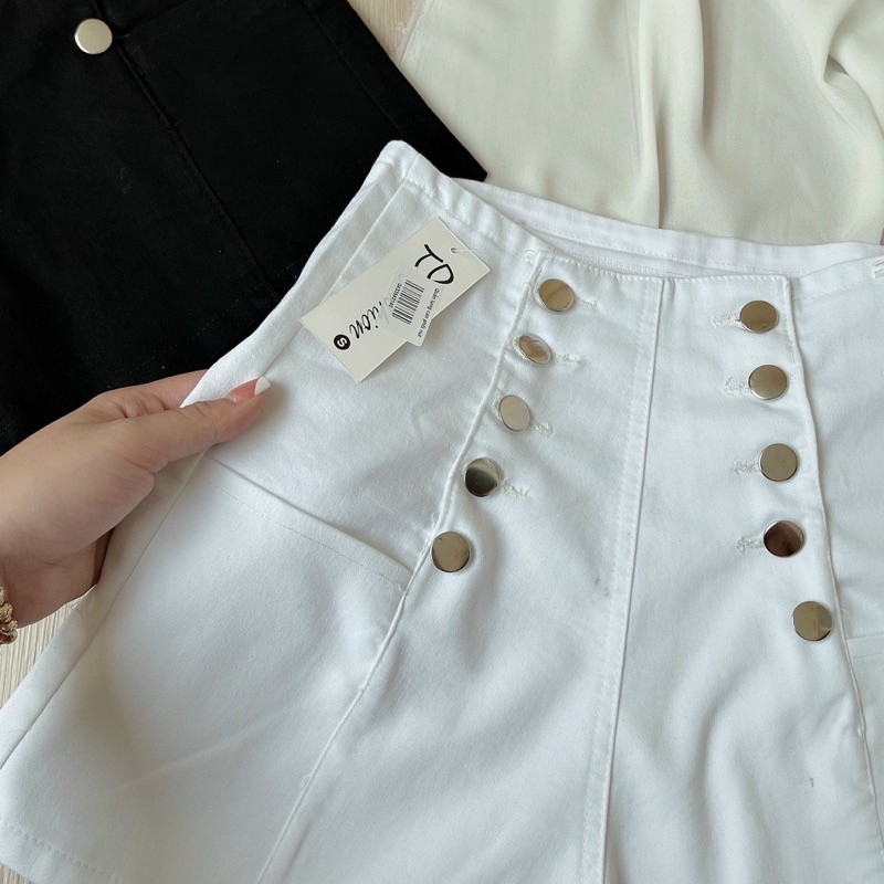 Quần lưng cao phối nút chất kaki 10 nút - B6U