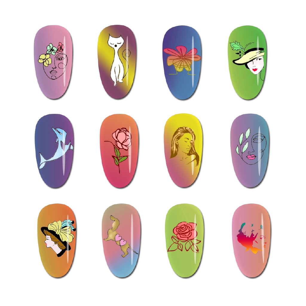 [Hàng mới về] Khuôn trang trí móng tay kích thước 6x6cm in họa tiết độc đáo cá tính cho nữ