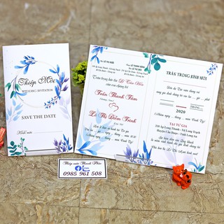 THIỆP CƯỚI HOA HIỆN ĐẠI M2 GẬP ĐÔI (đã bao gồm công in nội dung hoàn chỉnh)