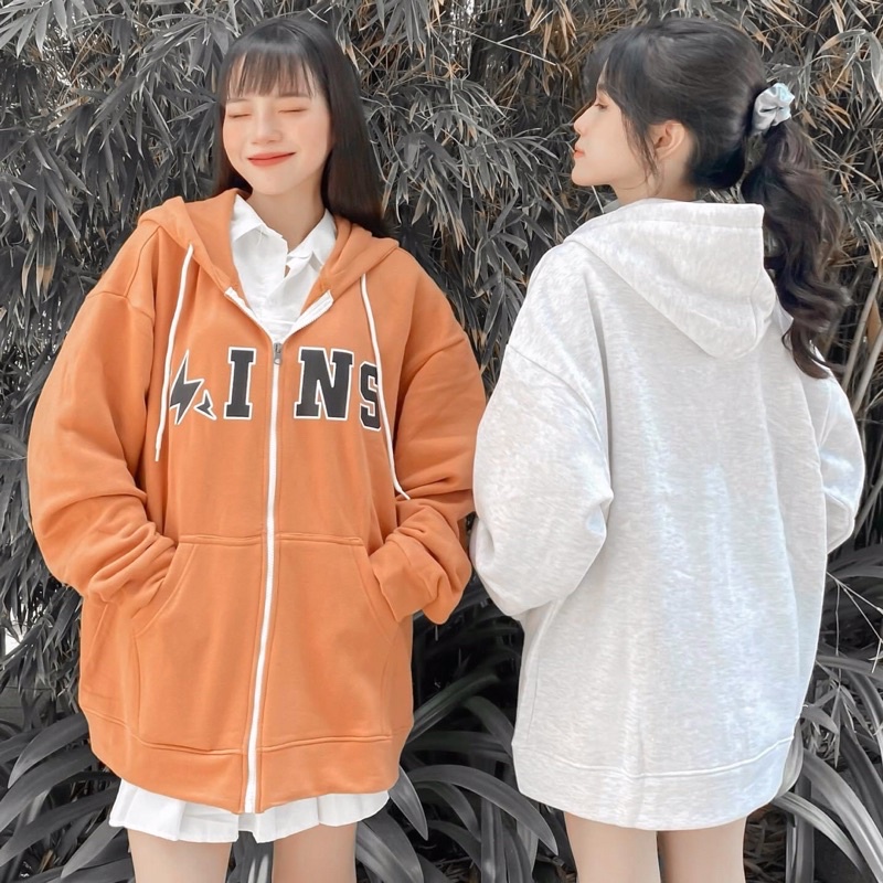 Áo Khoác Hoodie Zip IN Form Rộng Vải Nỉ Bông Dày Dặn Oversize Unisexi