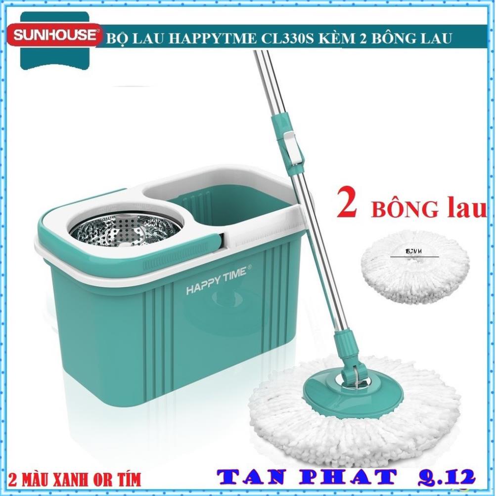 BỘ LAU NHÀ 360 ĐỘ HAPPY TIME KÈM 2 BÔNG LAU NHÀ