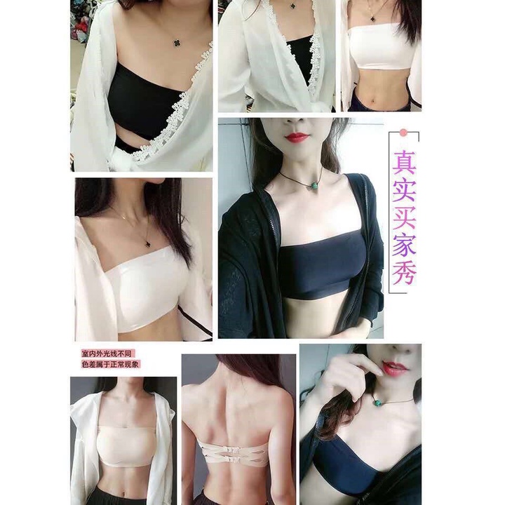 Áo Ngực Lụa Không Đường May Có Đệm Nâng Ngực Lưng Đẹp Không Gọng Thép Vô Hình Mặc Trong Váy Cưới