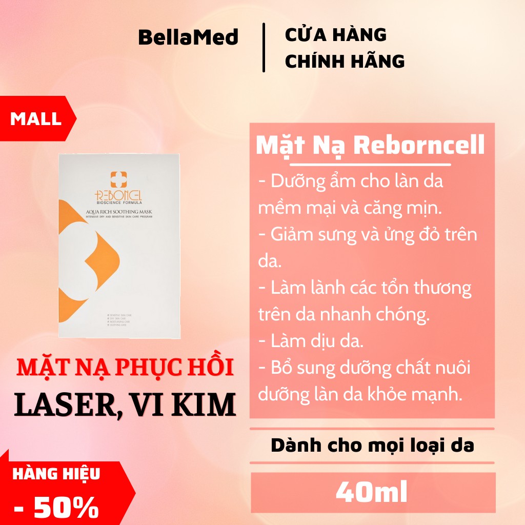 mặt nạ Reborncell dưỡng ẩm cho da mềm mại, chống khô và nứt nẻ trên da, làm dịu da, giảm sưng