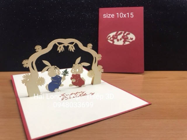 Thỏ tặng hoa ( rabbit )  - Sinh Nhật - Birthday - Thiệp 3D | BigBuy360 - bigbuy360.vn