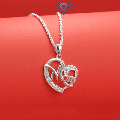 Quà tặng cho mẹ - Dây chuyền nữ bạc thật mặt trái tim chữ Mom DCN0594 - Trang Sức TNJ