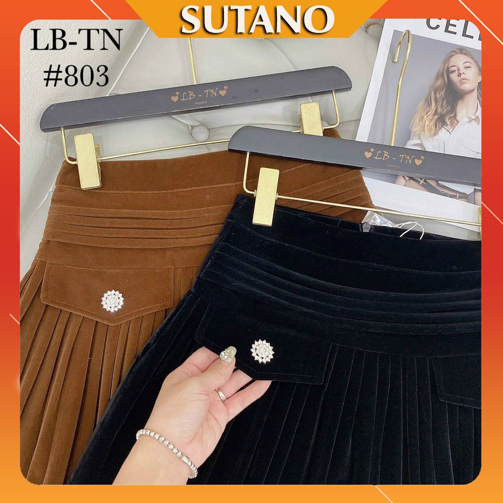 Chân váy nhung xòe quảng châu kèm túi đính đá sang trọng CV469 SUTANO