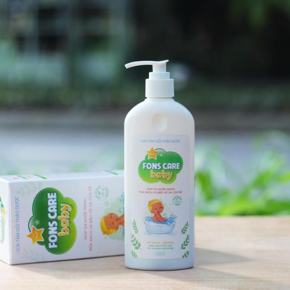 Sữa tắm cho bé - Fons Care Baby, Thành phần 100% thảo dược thiên nhiên, Sạch hết rôm, sảy, mẩn ngứa, hăm tã (300ml)