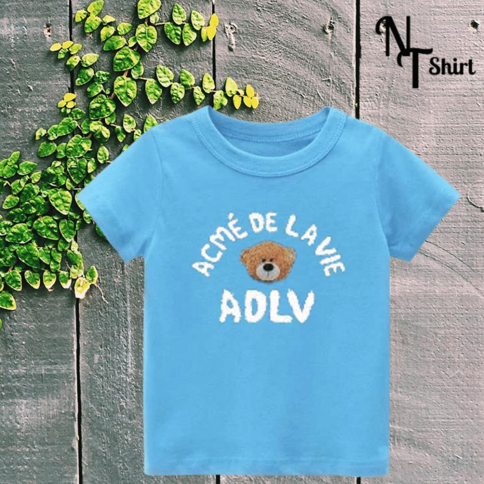 Áo thun bé trai và bé gái, Áo phông trẻ em in hình ADLV TEDDY BEAR, Áo cotton xịn mặc mát thoải mái hình chất lượng