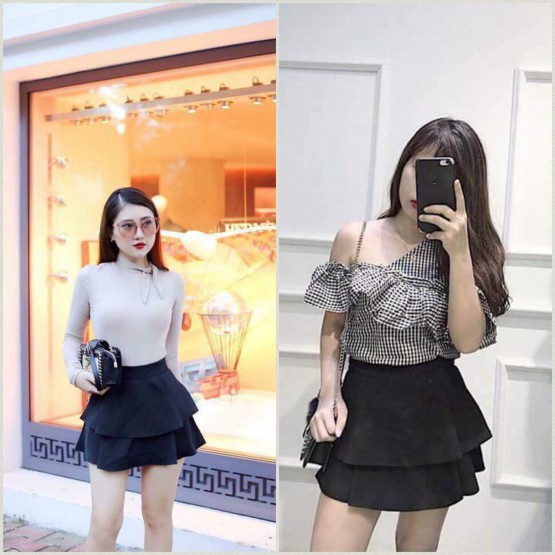Chân váy xòe 2 tầng, chân váy ngắn trẻ trung năng động chất liệu uni mềm mại không xù, dễ mix đồ