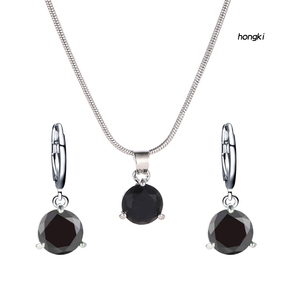 Bộ Trang Sức Gồm Vòng cổ Và Đôi Bông Tai Đính Đá Zircon Thời Trang Cho Nữ