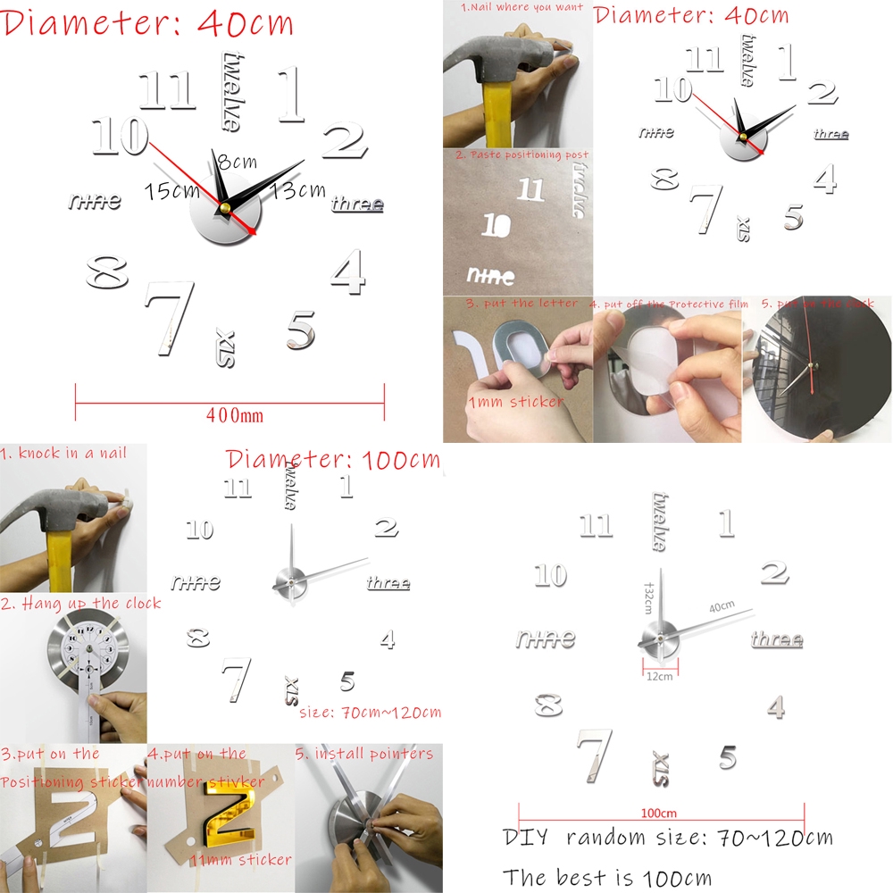 Đồng Hồ Dán Tường 3d Diy