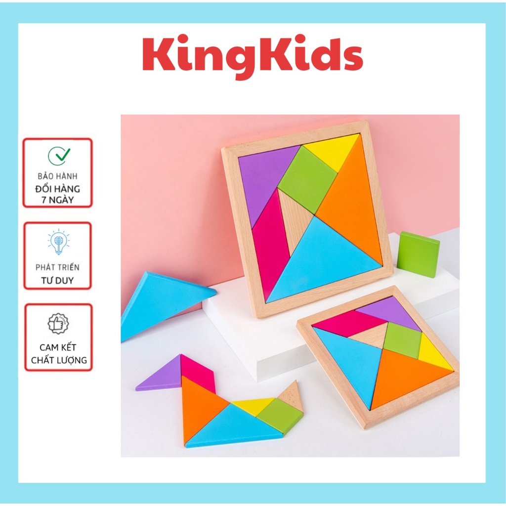 [Phát triển tư duy] Đồ chơi ghép hình gỗ Tangram thông minh cho bé sáng tạo nhiều hình dáng KingKids