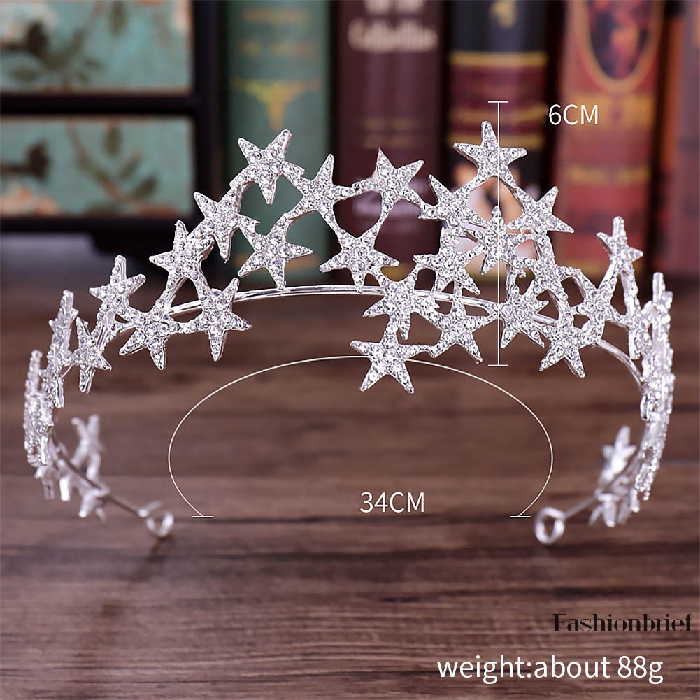 Cài tóc cô dâu kích thước 34*6cm hình ngôi sao màu bạch kim sang trọng