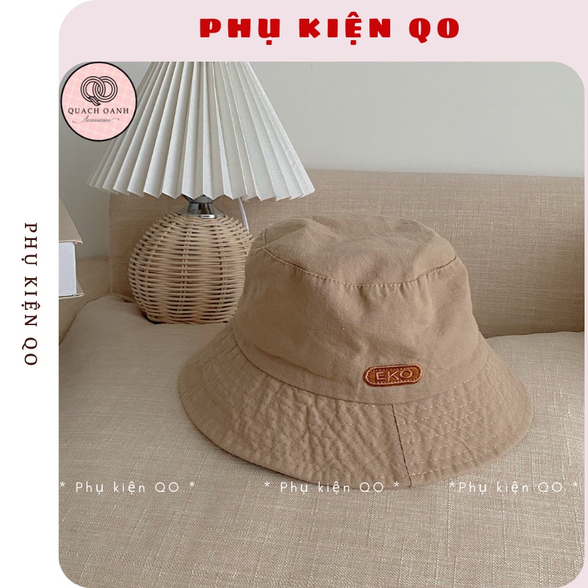 Mũ bucket vành cụp ❤️ Nón tai bèo thêu EKO chất Kaki Thô Cao Cấp - MU09