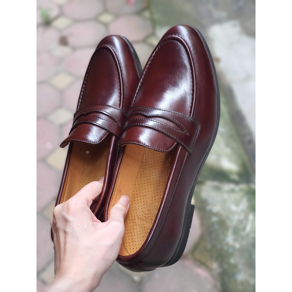 Giày lười da thật Penny Loafer W0004 - 3 Màu Đen, Nâu, Nâu Sáng)