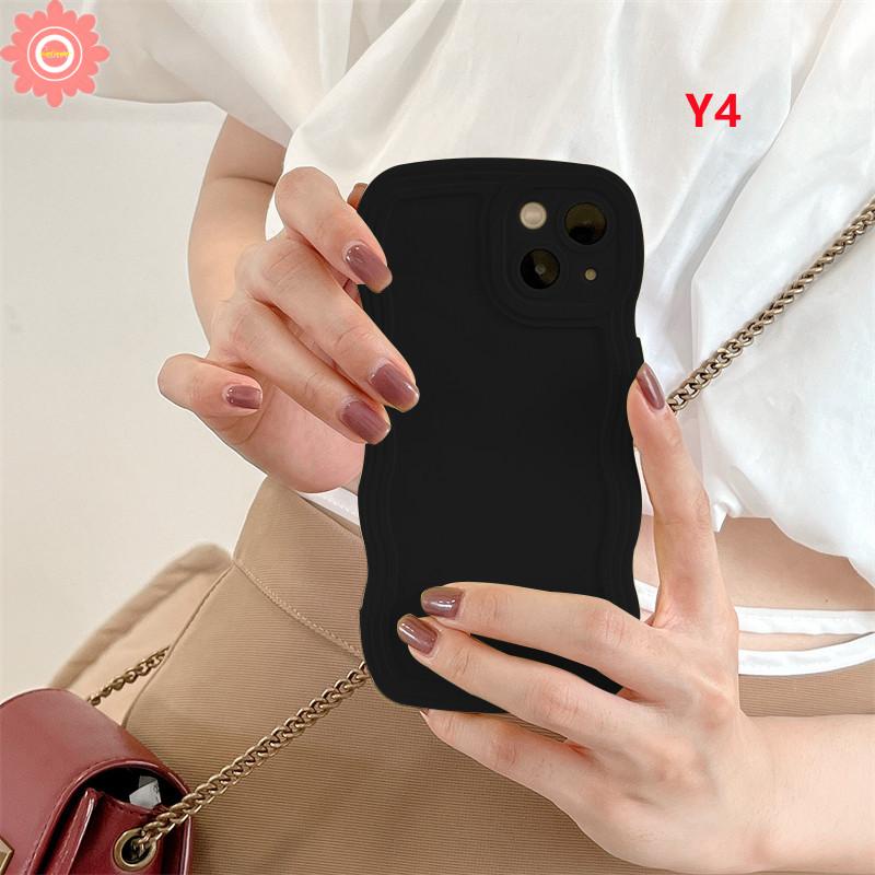 Ốp Điện Thoại Màu Kẹo Trơn Viền Gợn Sóng Sang Trọng Cho iPhone 11 XR 7 8 Plus 12 13 Pro MAX X XS MAX 7plus 8plus