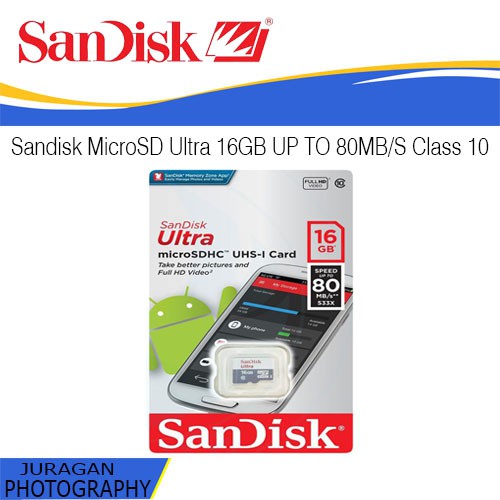 Thẻ Nhớ Sandisk Ultra Microsdhc Uhs-1 A1 16gb Lên Đến 80mb / S