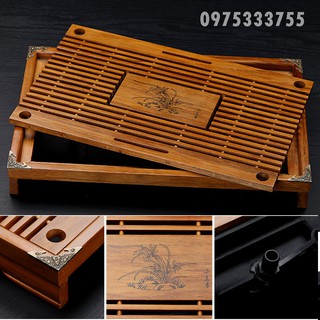 Khay Trà Gỗ Nâu Trạm Đồng