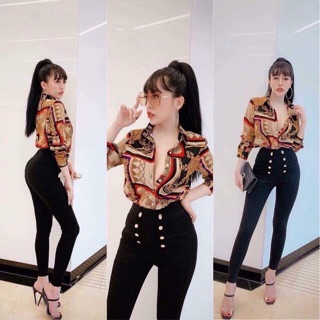 Áo sơ mi lụa hoạ tiết 3 màu