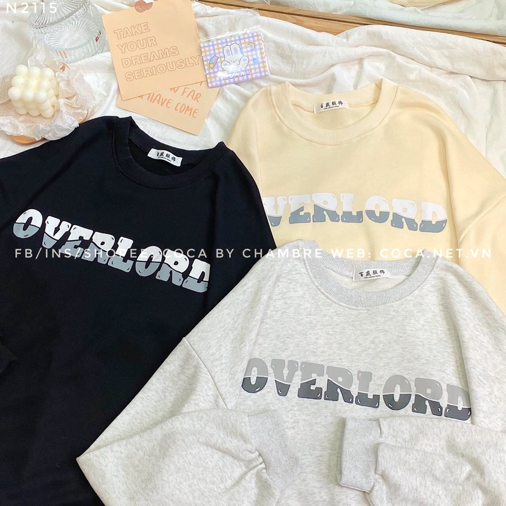 Áo Nỉ Overload Form Rộng PEONYB Nữ [FREESHIP]  Sweater tay bồng in chữ đẹp màu ĐEN | XÁM | BE cá tính Ulzzang