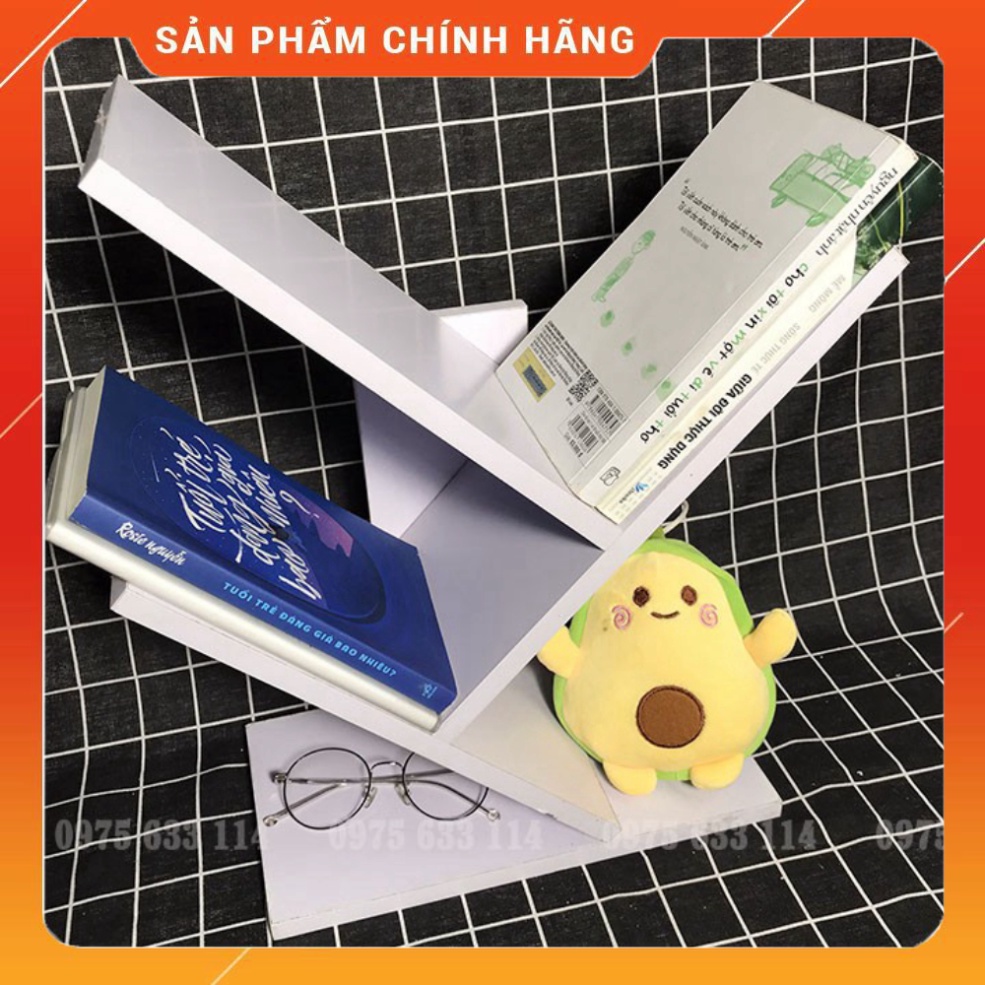 Kệ sách để bàn 💙FREESHIP💙 Giá sách gỗ mini hình xương cá dễ dàng lắp ghép, di chuyển, decor cho căn phòng thêm xinh