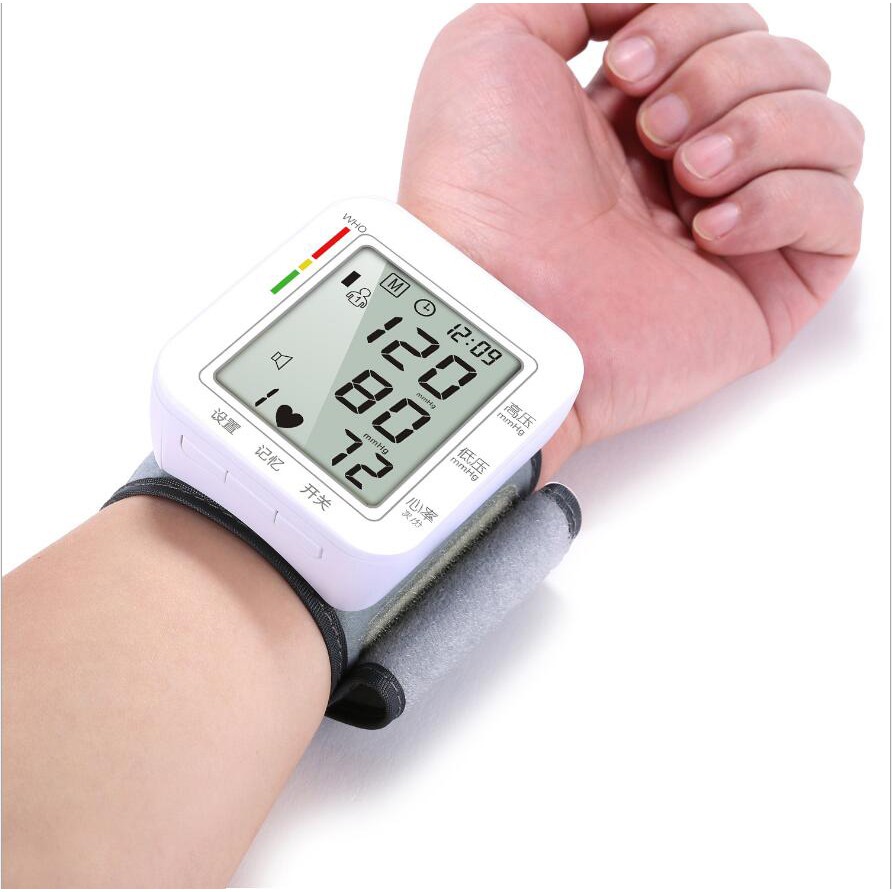 Automatic Digital Wrist Blood Pressure Monitor Voice BP Cuff Machine Tester Time