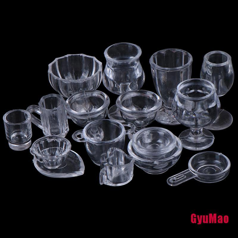 Bộ 17 Món Đồ Chơi Dụng Cụ Ăn Uống Trong Suốt Cho Nhà Búp Bê Tỉ Lệ 1:12